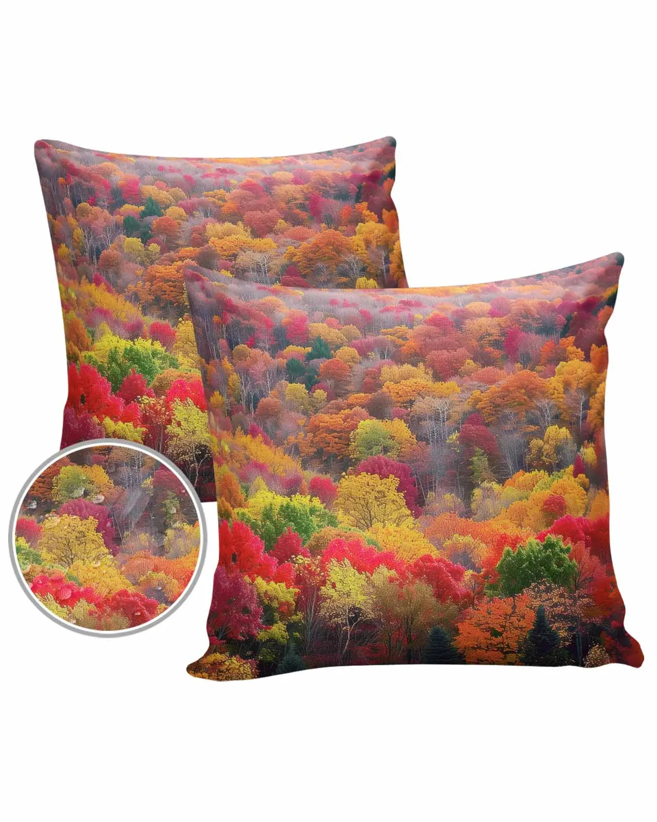 Autumn Forest Fallen Leaves Waterproof Pillowcase Set Car Cushion Cover Home Sofa Office Decorative Pillowcase Cover