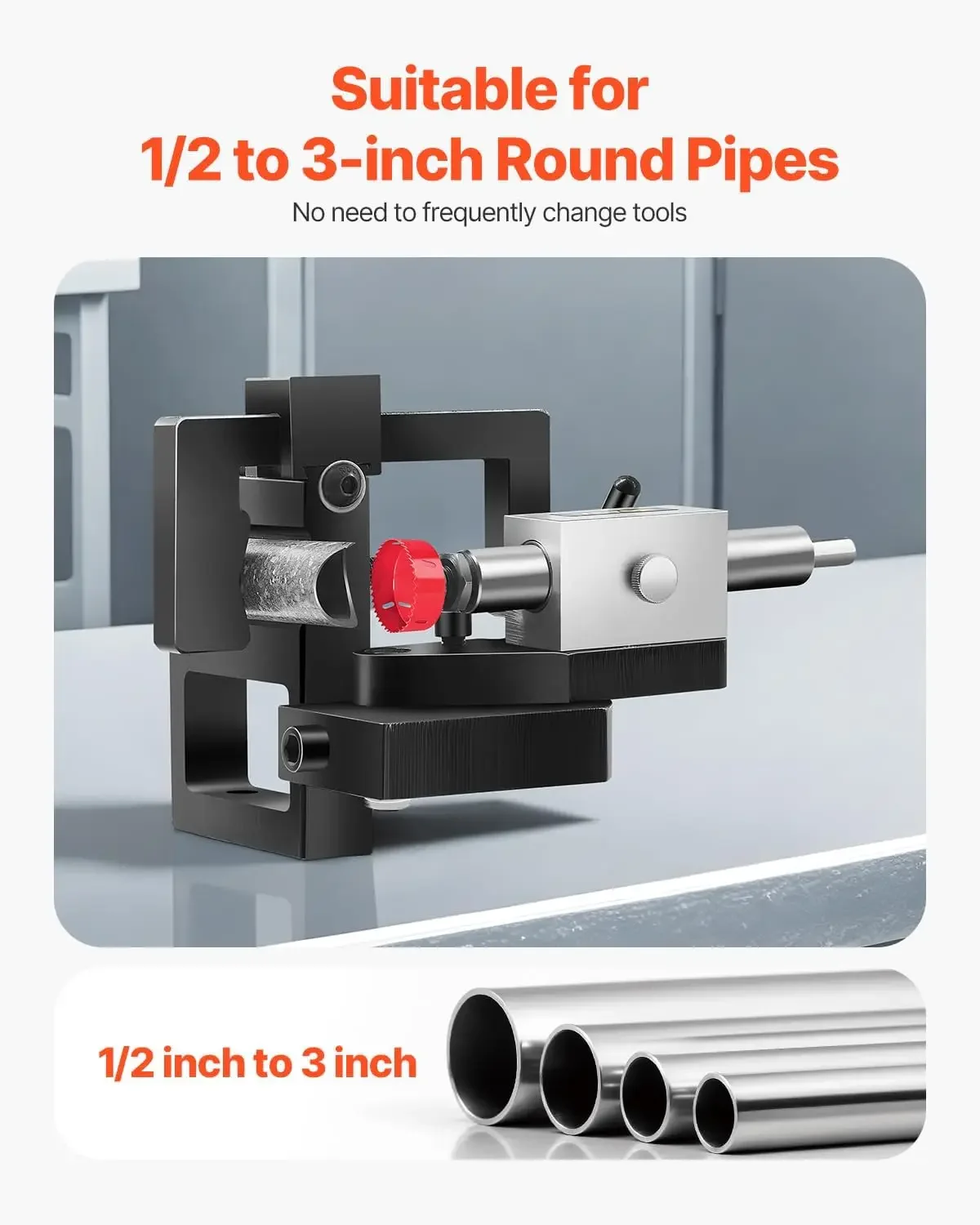 Pipe Tube Notcher, 1/2 to 3-inch Tubing Notcher with 0 to 50° Adjustable Angle, Pipe and Tube Notching Tool for Repair Shops, Ho
