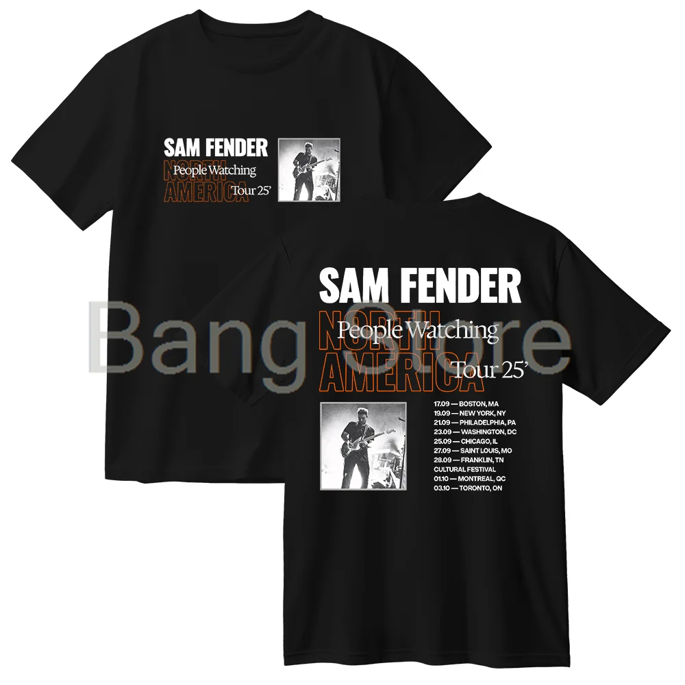 Sam Fender People Watching North America Tour 2025 Camiseta de algodón mujeres hombres cuello redondo Camiseta de manga corta