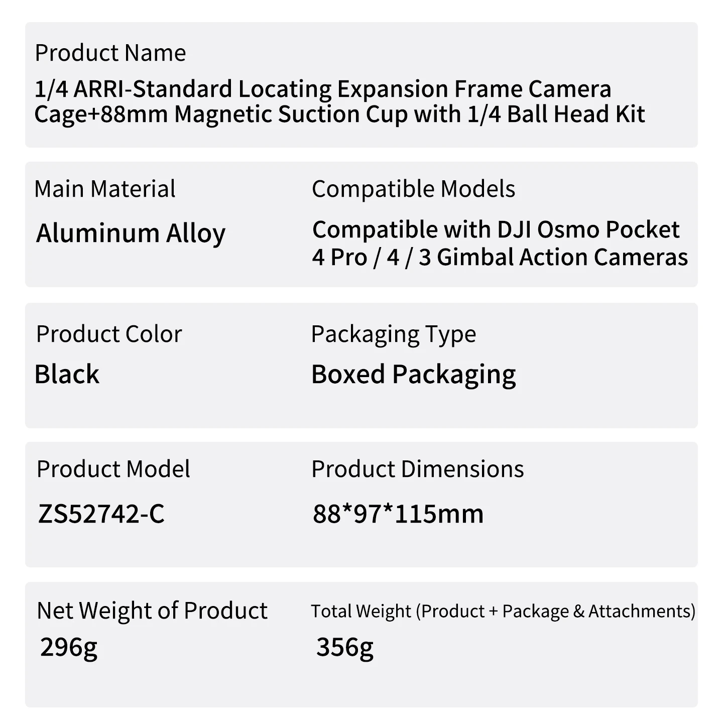 Magnetische Saughalterung für DJI Osmo Pocket 4 Pro Gimbal Aluminium-Käfig Magnetbasis 360° ° Kugelkopf für Metall-Oberflächenhalterung – Detail 22