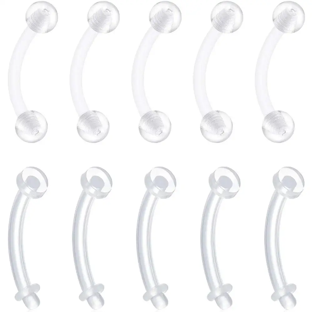 1/10Pcs Set Clear Belly Button Lip Rings Acrylic Eyebrow Rings Acrylic Belly Rings for Sports Surgery Body Piercing Jewelry