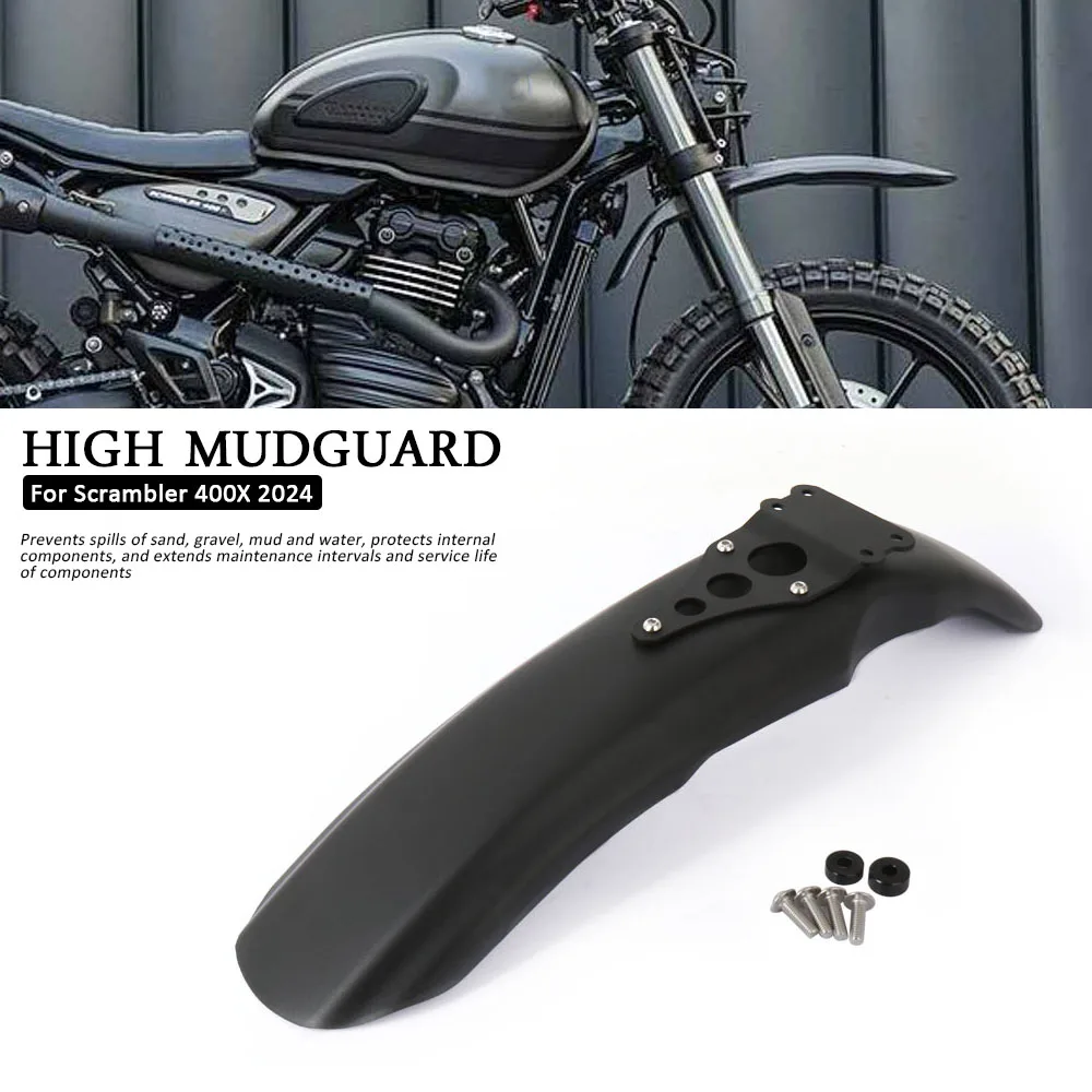 

Motorcycle Accessories Front High Mudguard Fender Plastic Cover Black Durable For Scrambler 400X SCRAMBLER 400 X 2024