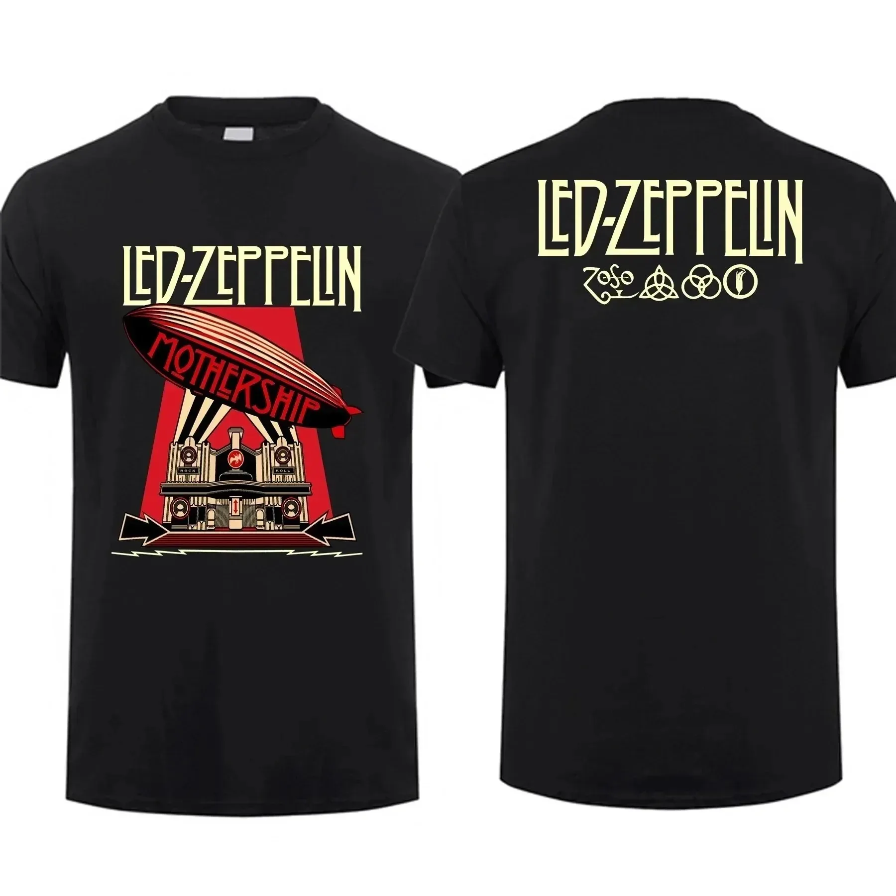 Hip Pop Harajuku T-shirt Vintage groupe de Rock Led Tour mère Zeppelin T-shirt Double face décontracté surdimensionné T-shirt unisexe