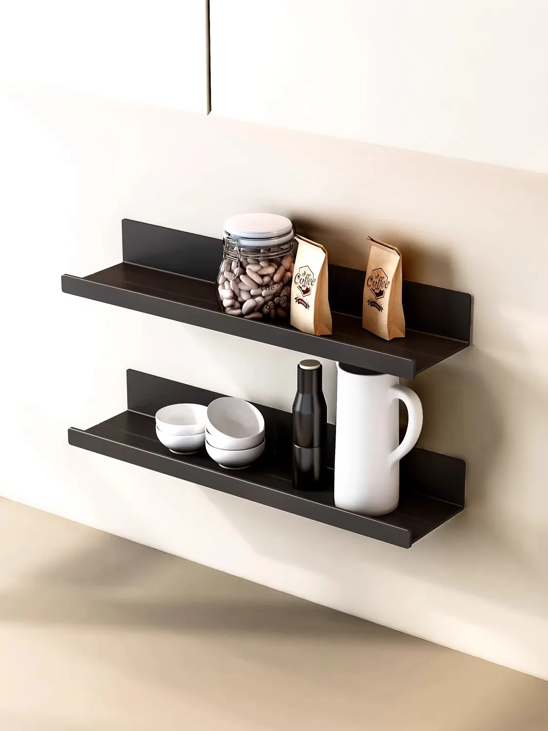 Household Use Kitchen Wall mounted Type Multi Functional Storage Rack Simplicity Space Condiment Water Cup Item Placement Rack