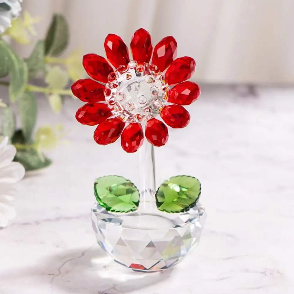 Multi-color Plant Series Crystal Sunflower Statue Handmade Cartoon Sunflowe Figurine 3D Sunflower Ornaments Office