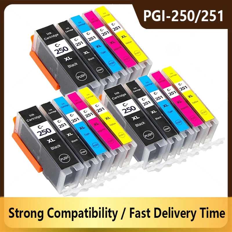 PGI-250 CLI-251 PGI250 CLI251 Compatible ink Cartridge For Canon PIXMA MG6320 MG7120 IP8720 MG7520 MG5420 MX722 MX922 printer