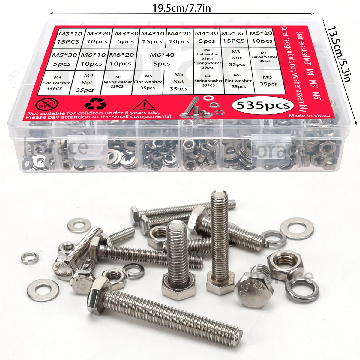 535-delige set zeskantbouten,  - Nuts Mix recensie en prijs