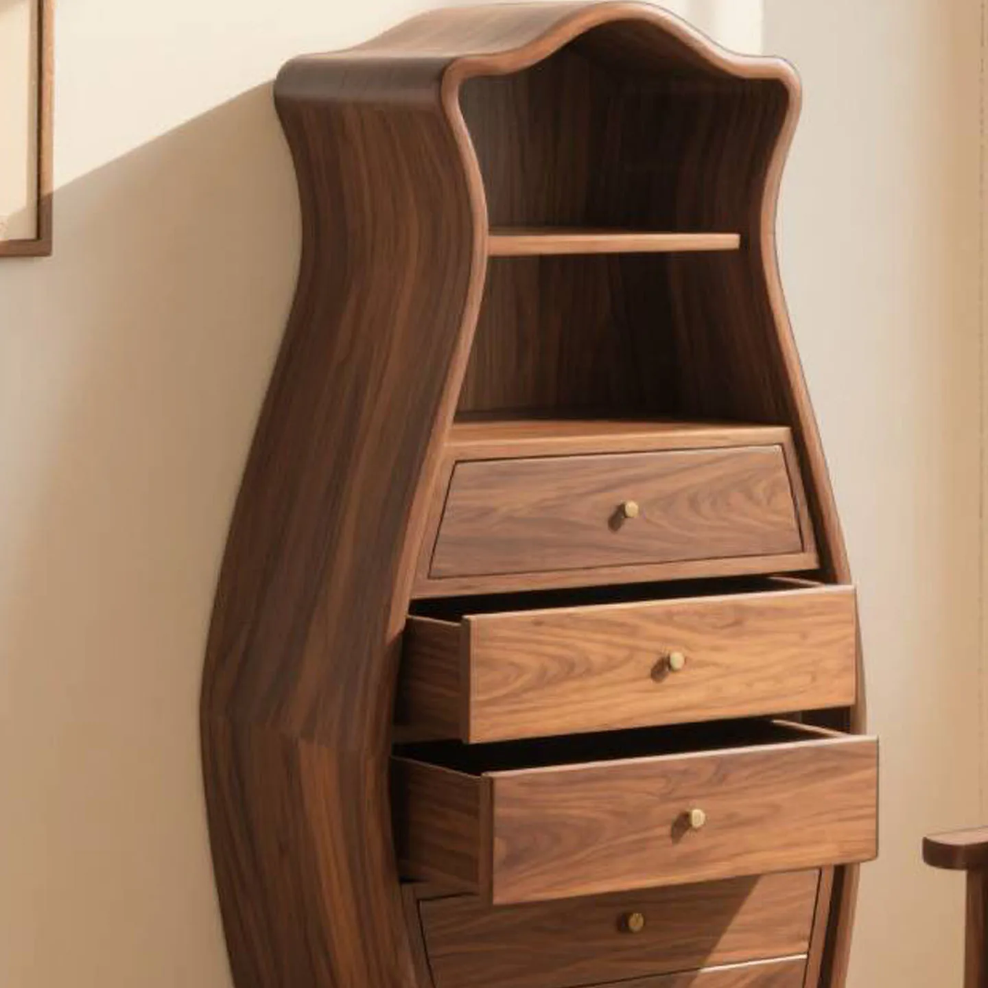 خزانة صدر جديدة من خشب الجوز الأسود في أمريكا الشمالية على الطراز الصيني، خزانة جانبية لتناول الطعام بتصميم بسيط، غرفة معيشة، غرفة نوم، صلبة #3