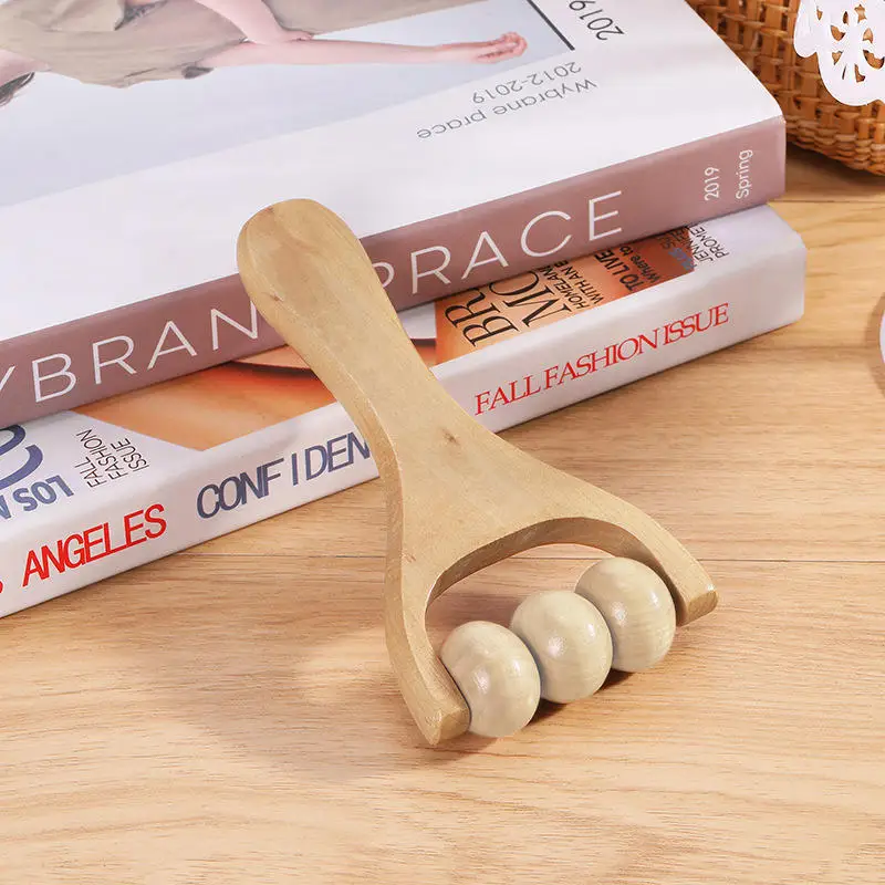 

Wooden Massager Manual Roller Massage Tool Portable Meridian Dredging Massager Relax Muscles Bead Gear Style Body Soothing