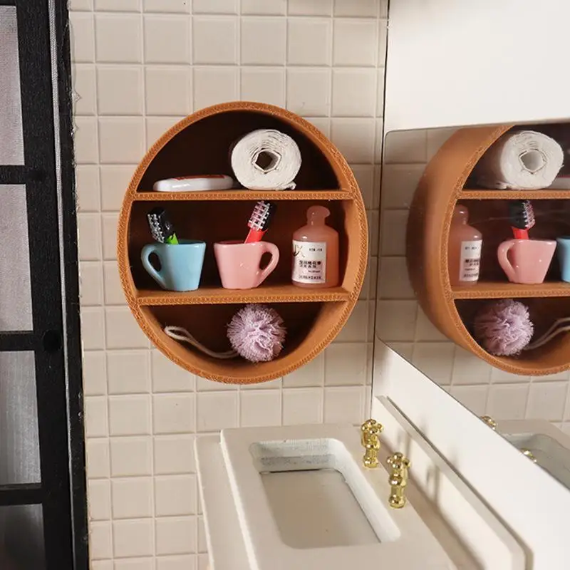 1/12 Dollhouse Wall Cabinet Display Shelves Storage Rack Model Dollhouse Living Room Furniture Decoration Dolls House Accessory