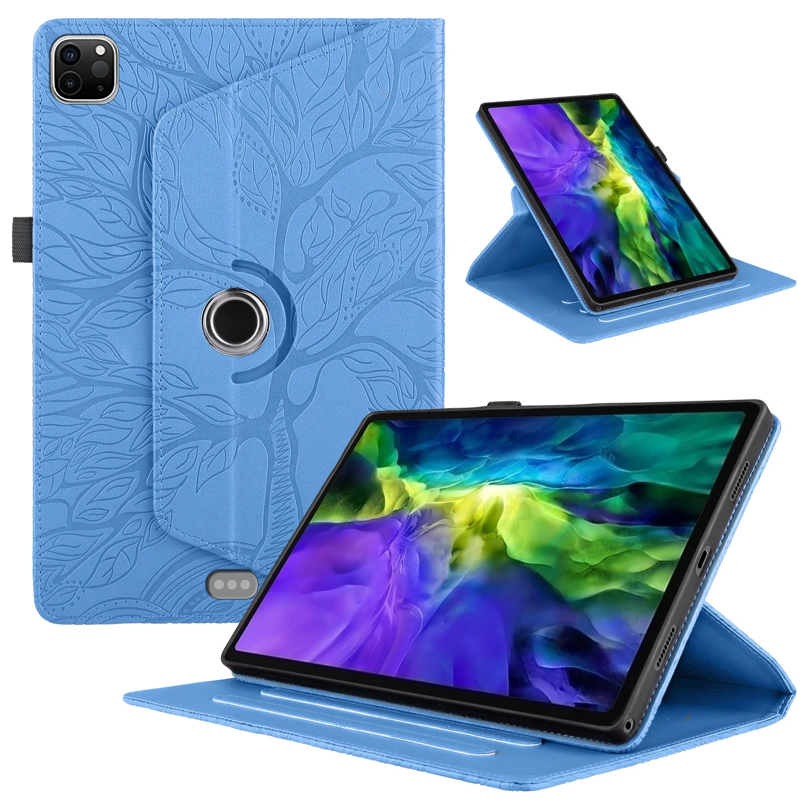 Étui en cuir souple en silicone avec motif arbre de vie pour tablette, style rotatif, pour iPad pro 2022, 12.9 pouces, 12.9, 2020