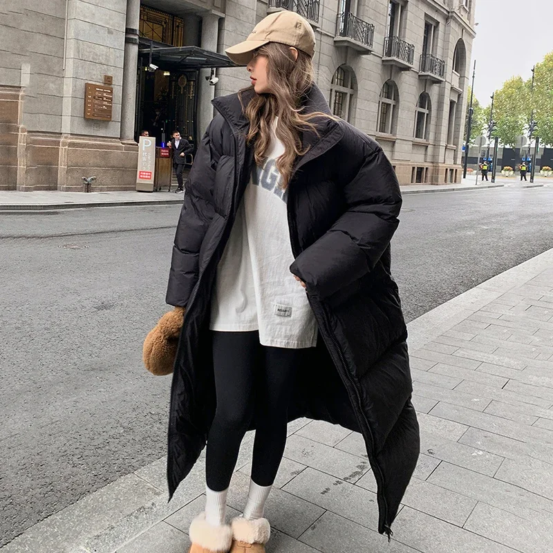 Winter Down Coats Female Parkas New Winter Thick Warm Long Down Jackets Women Loose Stand Collar Scarf Puffer Jacket