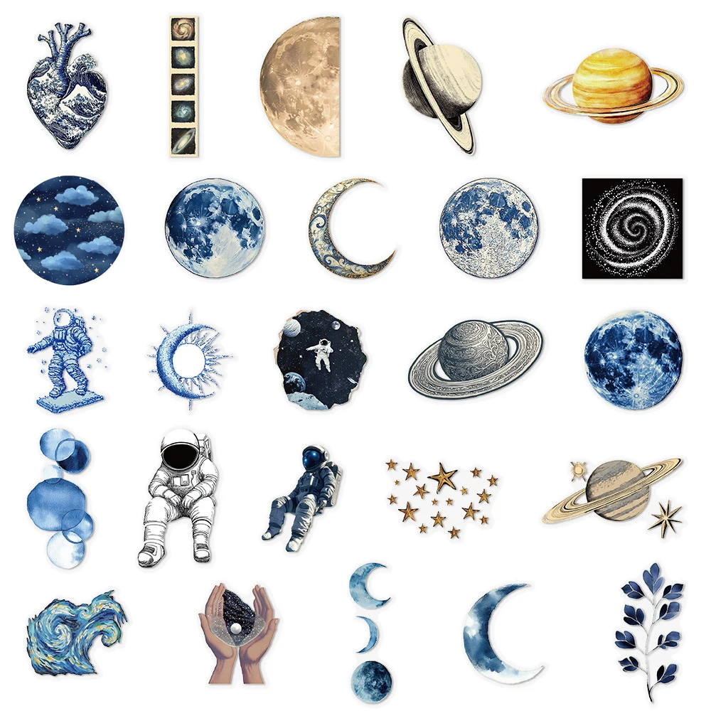 10/30/50 قطعة الكون الأزرق الشفاف غالاكسي ملصقات الشارات الجمالية الديكور سجل القصاصات الأمتعة الهاتف الإبداعية ملصق حزمة