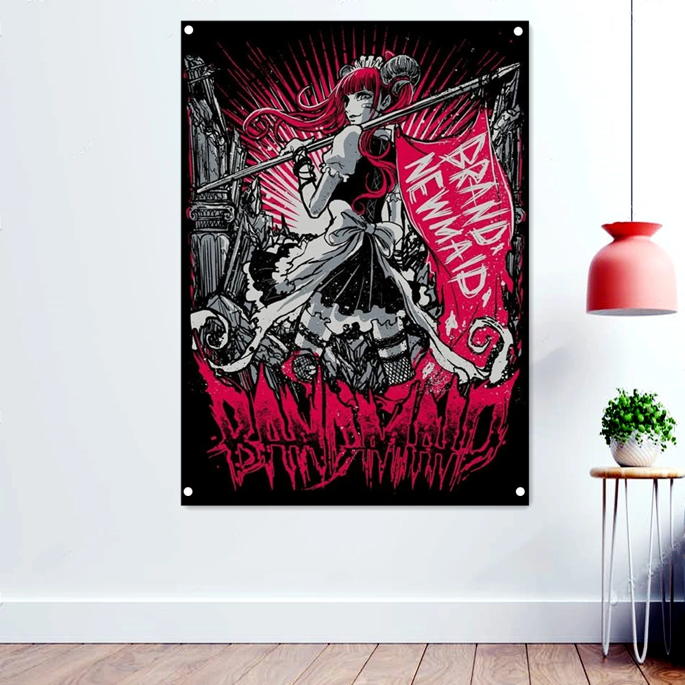 Baby Metal Brutal Death Metal Artworks Banners Tapestry Dark Wall Art Background Hanging Cloth Rock Band Icon Poster Flags Mural