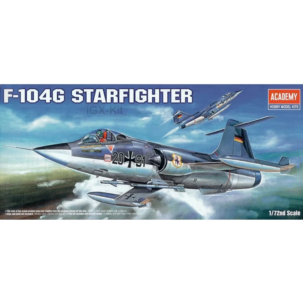 Academy 12443 1/72 Scale US F104 F-104G Starfighter  Fighter Jet Aircraft Hobby Craft Toy Plastic Model Building Kit