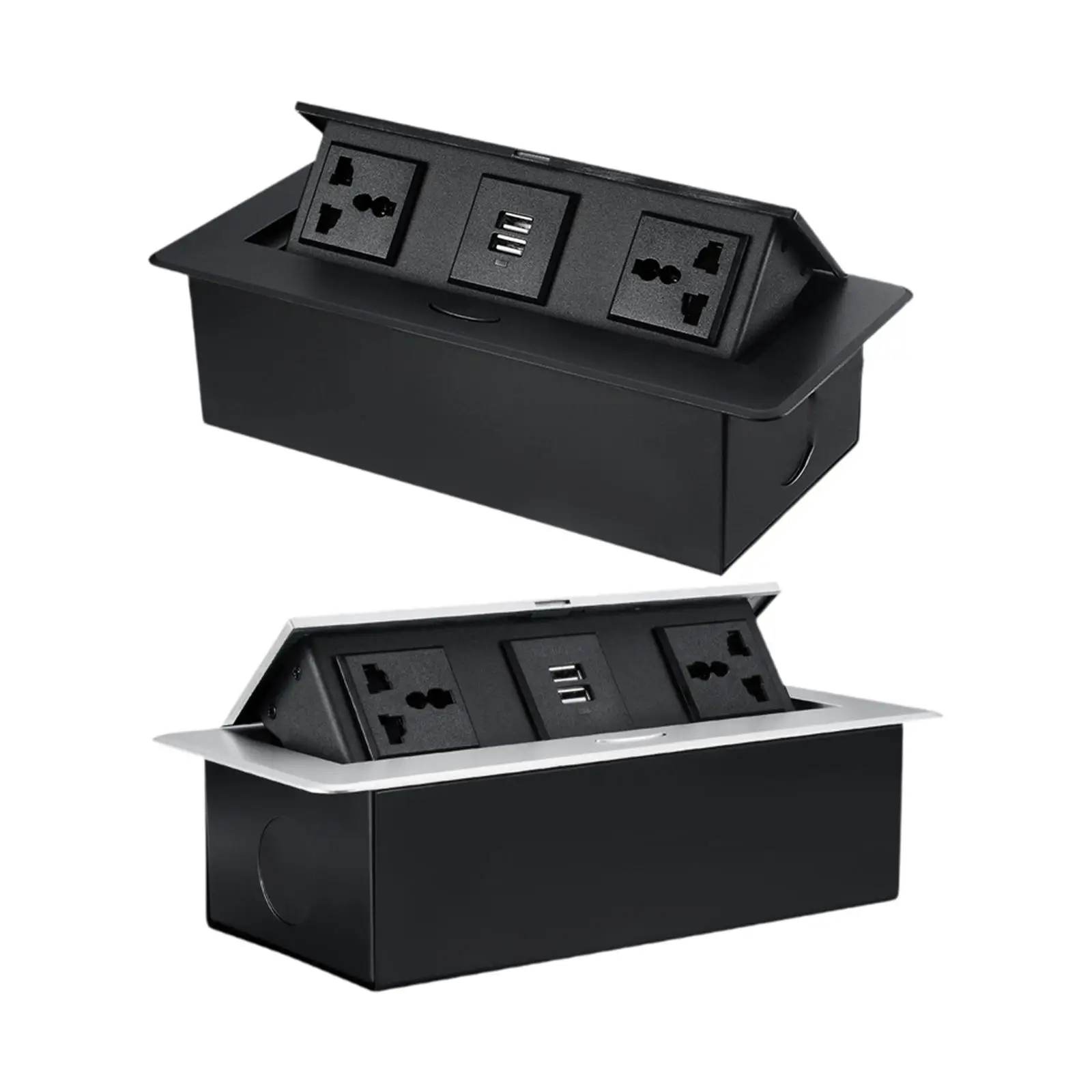 Embedded Power Strip Versatile Multiple Ports Connectivity Box Computer Table Hidden Outlet Socket 2 AC Outlet with 2 USB Ports