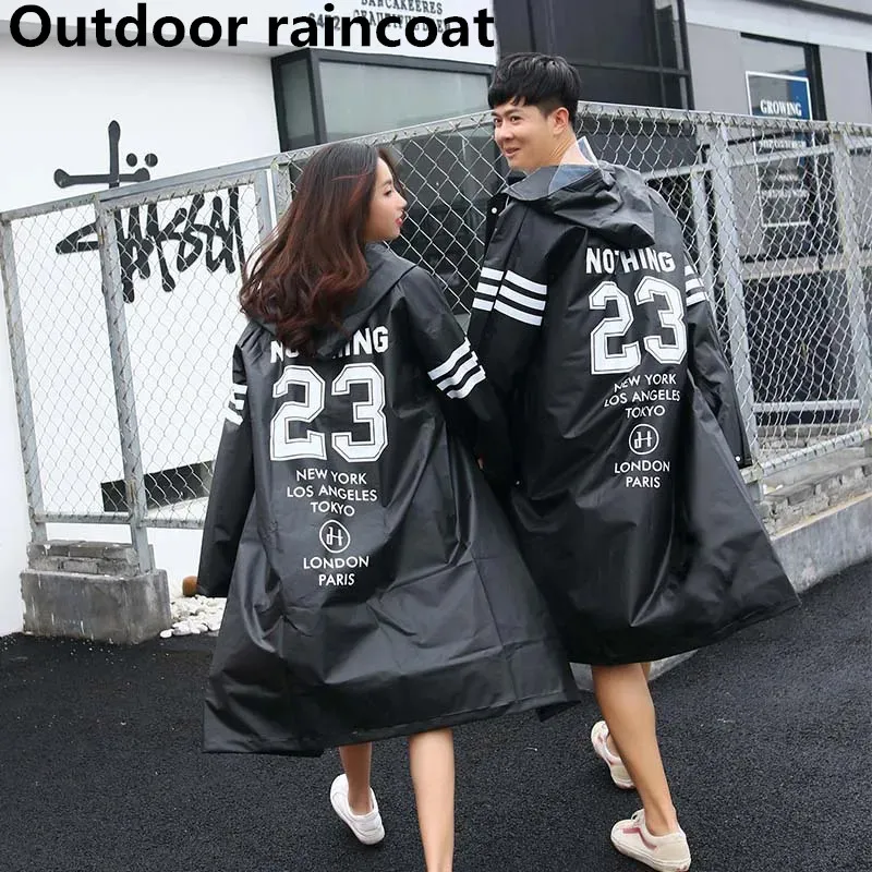 Couple Raincoat Fashion Couple Raincoat EVA Men\'s and Women\'s Raincoat Transparent Mountaineering and Fishing Accessories