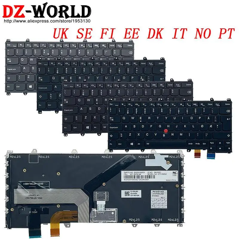 

Клавиатура UK SE EE DK IT NO PT шведская, финская, Эстонская, датская, итальянская, норвежская, португальская клавиатура для Lenovo Thinkpad Yoga 260 S1 3rd