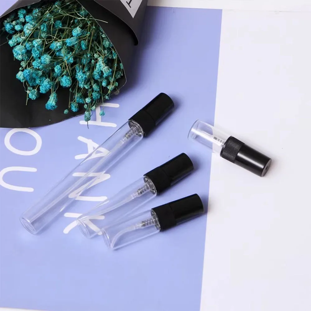 30/50/100pcs 2ml 3ml 5ml 10ml Glass Perfume Bottles Portable Empty Refillable Bottle Cosmetics Bottle Sample Thin Glass Vials