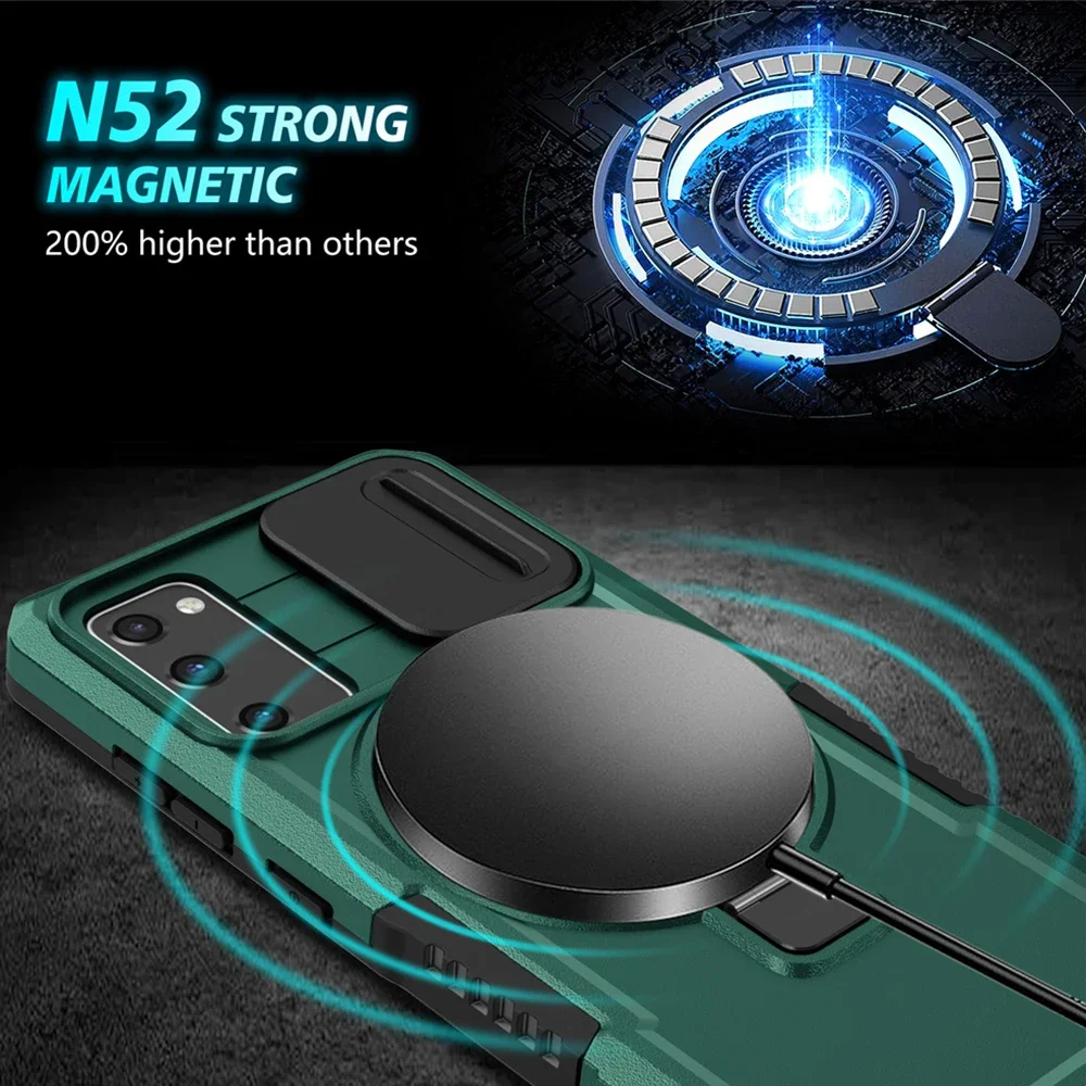 

S23 S22 S21 S20 FE 5G MagSafe Back Case Camera Slide 360 Protect Funda For Samsung Galaxy S24 Ultra Note 20 S23 S22 Plus Cover