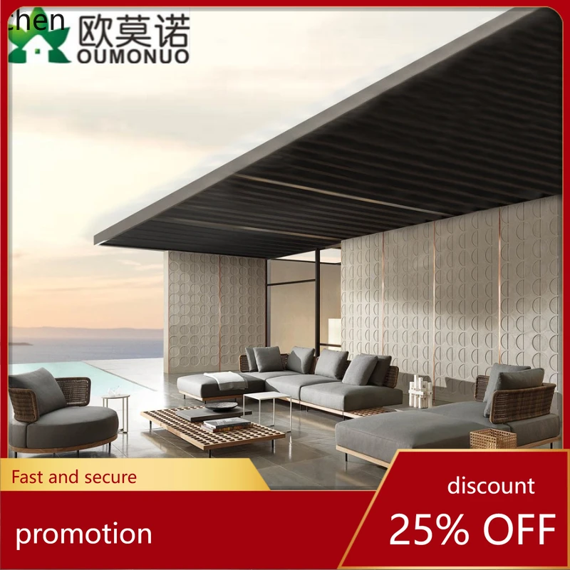 

HT outdoor sofa courtyard waterproof and sunscreen balcony leisure single rattan chair rattan sofa furniture