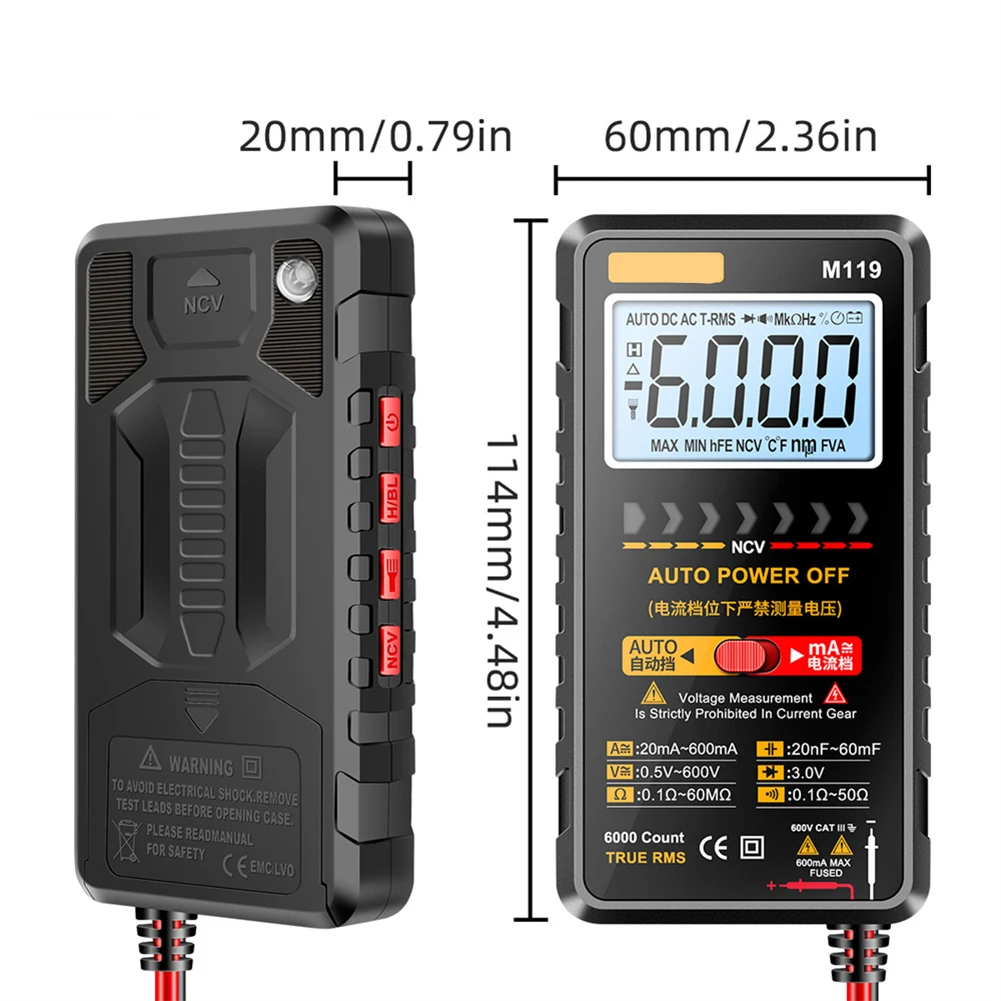

Capacitance Meter 6000 Count Tester Battery Operated Flashlight Function Non-contact Voltage Detection Fieldwork