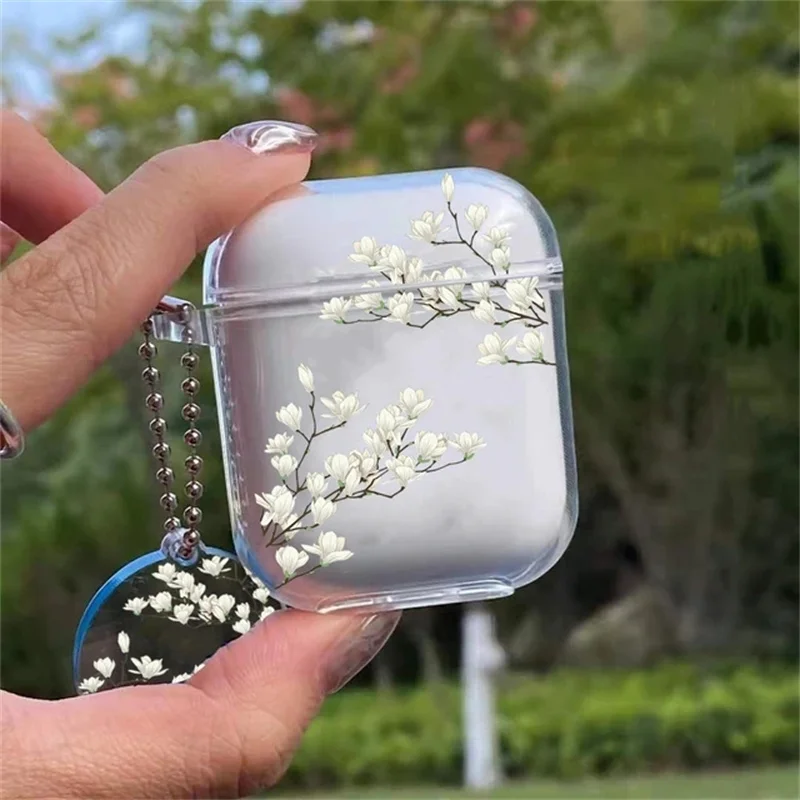 Funda artística con flores y corazón para Apple AirPods 1, 2, 3 Pro, 2.a funda para auriculares Bluetooth, funda protectora suave de silicona, llavero
