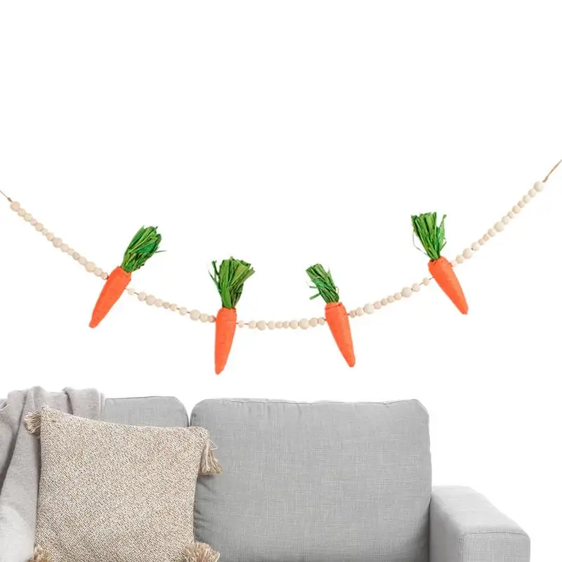 Easter Carrot Ornament Easter Garland Carrots Sign Funny Creative Cute Handmade Carrot Party Decor For Party Wall Fireplace