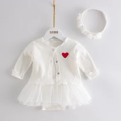 Cotton Newborn Baby Girl Clothes Sets Petticoat Dress Cardigan Outfits Suit Infant Girls Clothing Coat