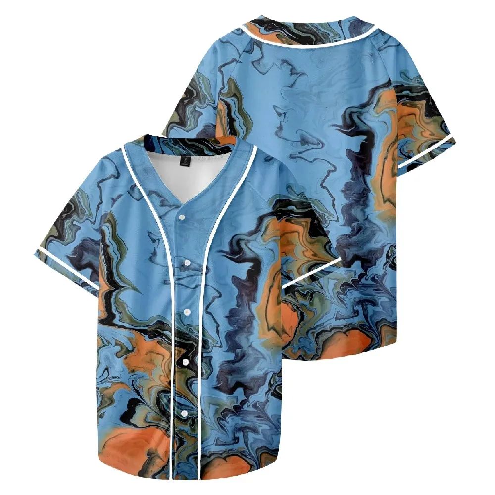 

Unisex Ink Painting Baseball Jersey, manga curta, casual, diário, roupas 3D, mulheres, homens 2024