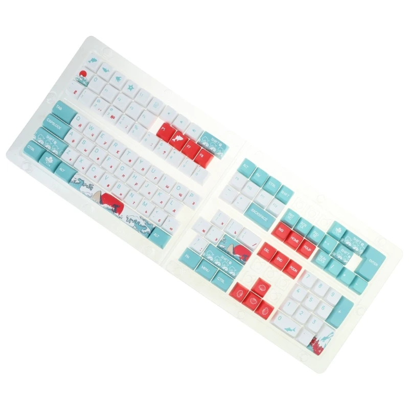 Coral Sea Design Russian Keycaps for MX Switches Mechanical Keyboard ,PBT XDA/OEM Height Keycaps for Typists and Gamers