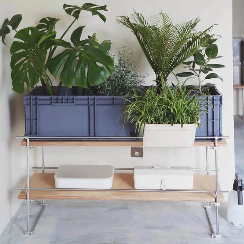 

Green plant turnover box Stainless steel flower stand, flower pot stand Balcony rack flower box