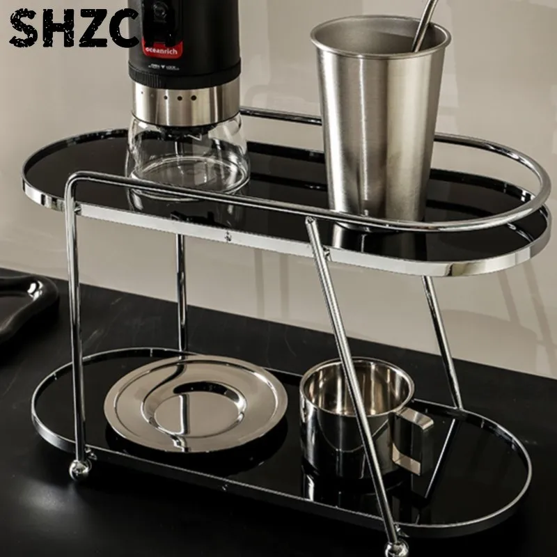 Middle Ancient Style Acrylic Storage Rack Coffee Cup Water Cup Storage Rack Desktop Double-layer Living Room Storage Rack ZI667