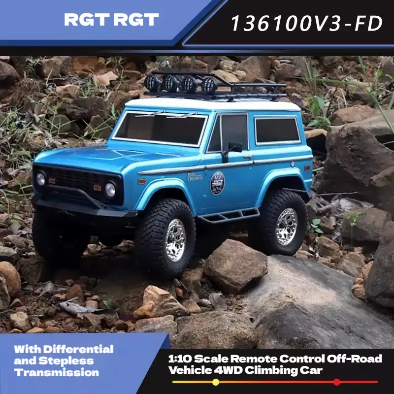 RGT 1/10 Scale 136100V3FD 4WD Remote Control Car Realistic Climbing Suitable Boys Birthday Gift Durable Off-Road Vehicle