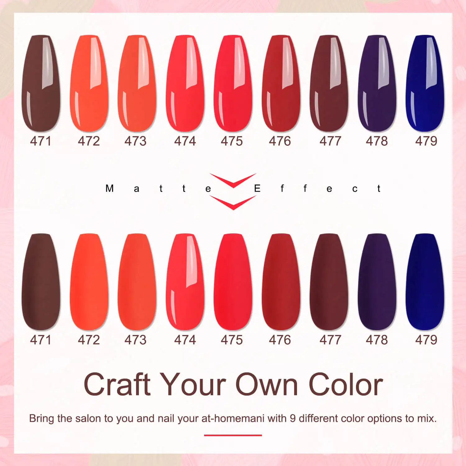 مجموعة طلاء أظافر جل مكونة من 13 قطعة - 9 ألوان حمراء ومعطف أساسي ومعطف علوي لامع غير لامع ومبرد أظافر لتقليم الأظافر #2