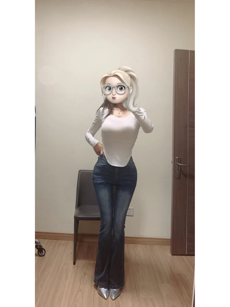 Vaqueros acampanados de cintura baja para mujer, cómodos, bordados, que mejoran la cadera, alargamiento de la pierna, adelgazantes, vaqueros coreanos