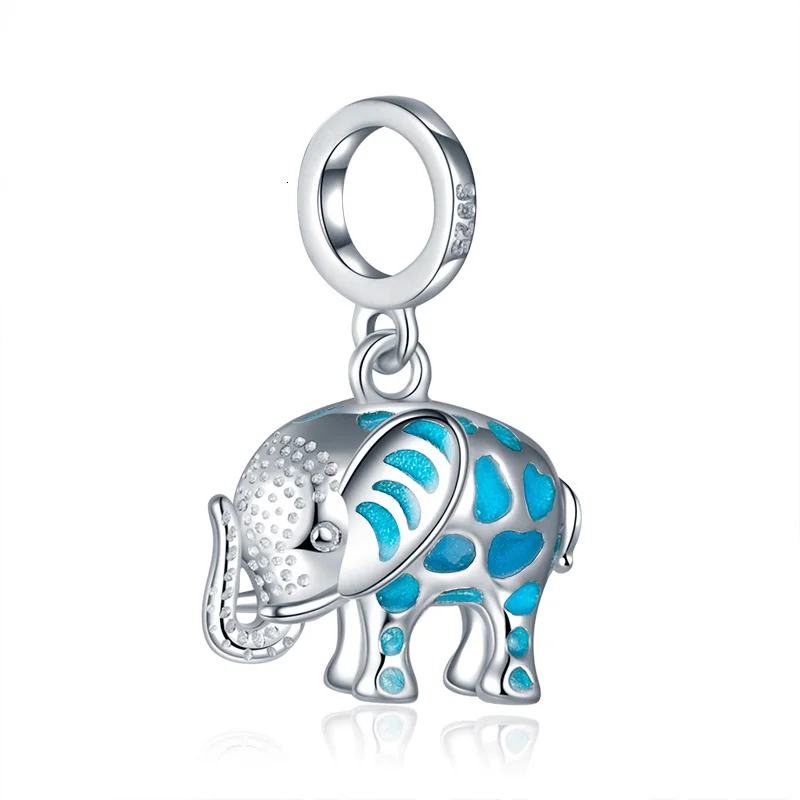 925 Sterling Silver Glowing In The Dark Elephant Beads Charms Fit European Bracelet Fine Jewelry For Women Animal Lovers Gifts