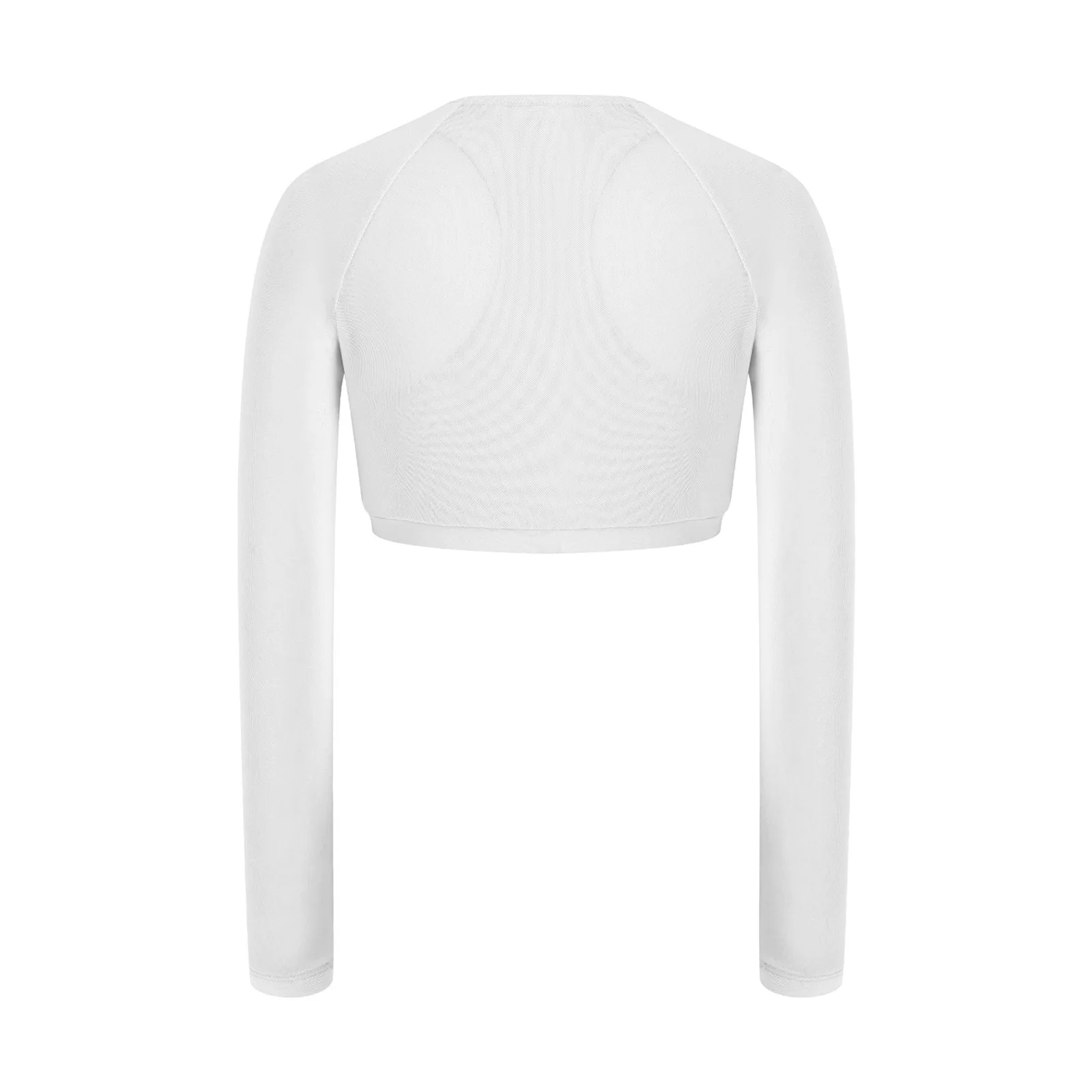 

Kids Girl Hip Hop Dance Sports Tops Dancewear Long Sleeve Mesh Crop Top with Built-in Vest Sportswear for Yoga Workout Running
