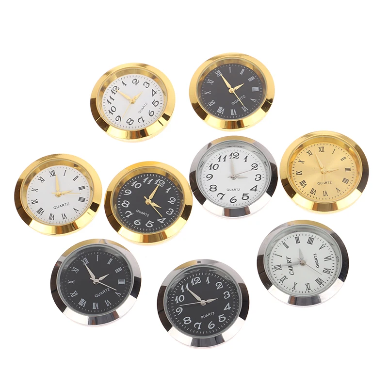 24mm/35mm Quartz Glass Mirror Clock Watch Head Movement Round Clocks Head Mosaic Roman Number Little Clock DIY Process Table