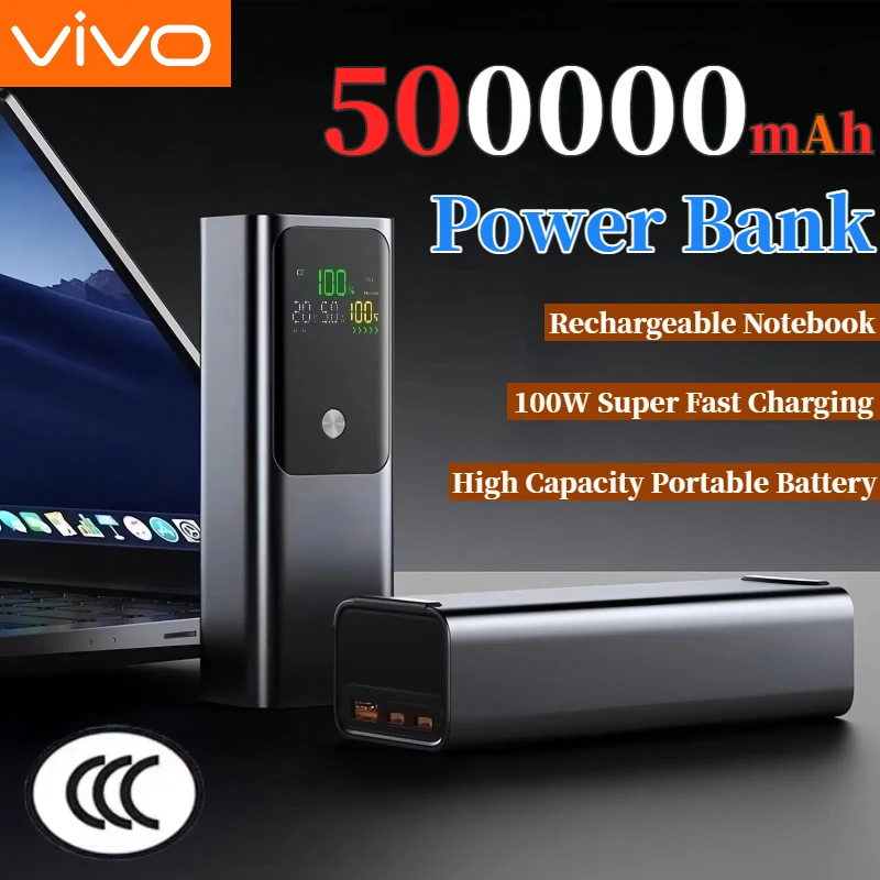 

VIVO 500000mAh Power Bank High Capacity PD 100W Super Fast Charging Portable Powerbank Charger For Laptop iPhone Samsung 2025New