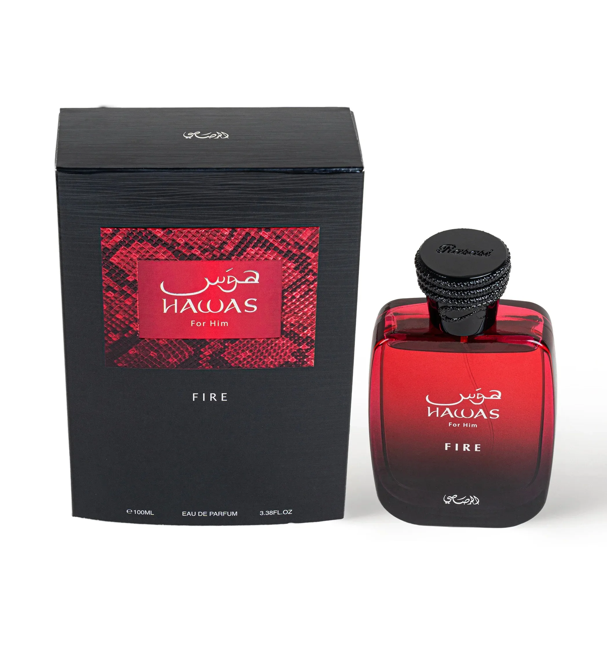عطر Rasasi Hawas Fire Eau De للرجال 3.4 أونصة / 100 مل - كولونيا طازجة حارة تدوم طويلاً، هدية مثالية له