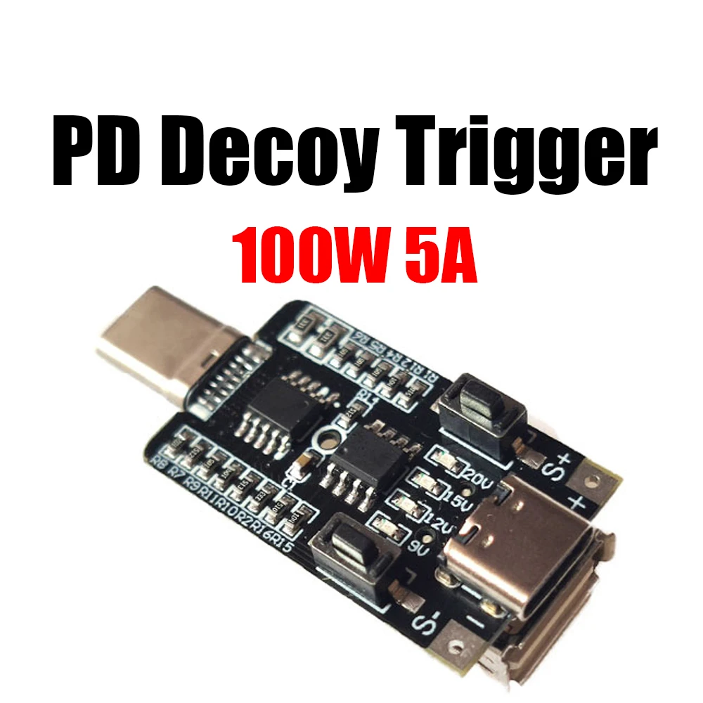 5A 100W Type-C To USB PD Decoy Trigger DC 5V 9V 12V 15V 20V Output PD2.0/3.0 Adapter Cable Connection Detector