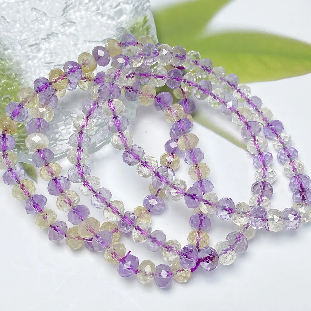 Natural Citrine Amethyst Faceted Beads Bracelet Reiki Crystal Gemstone Jewelry Anniversary 1Pc