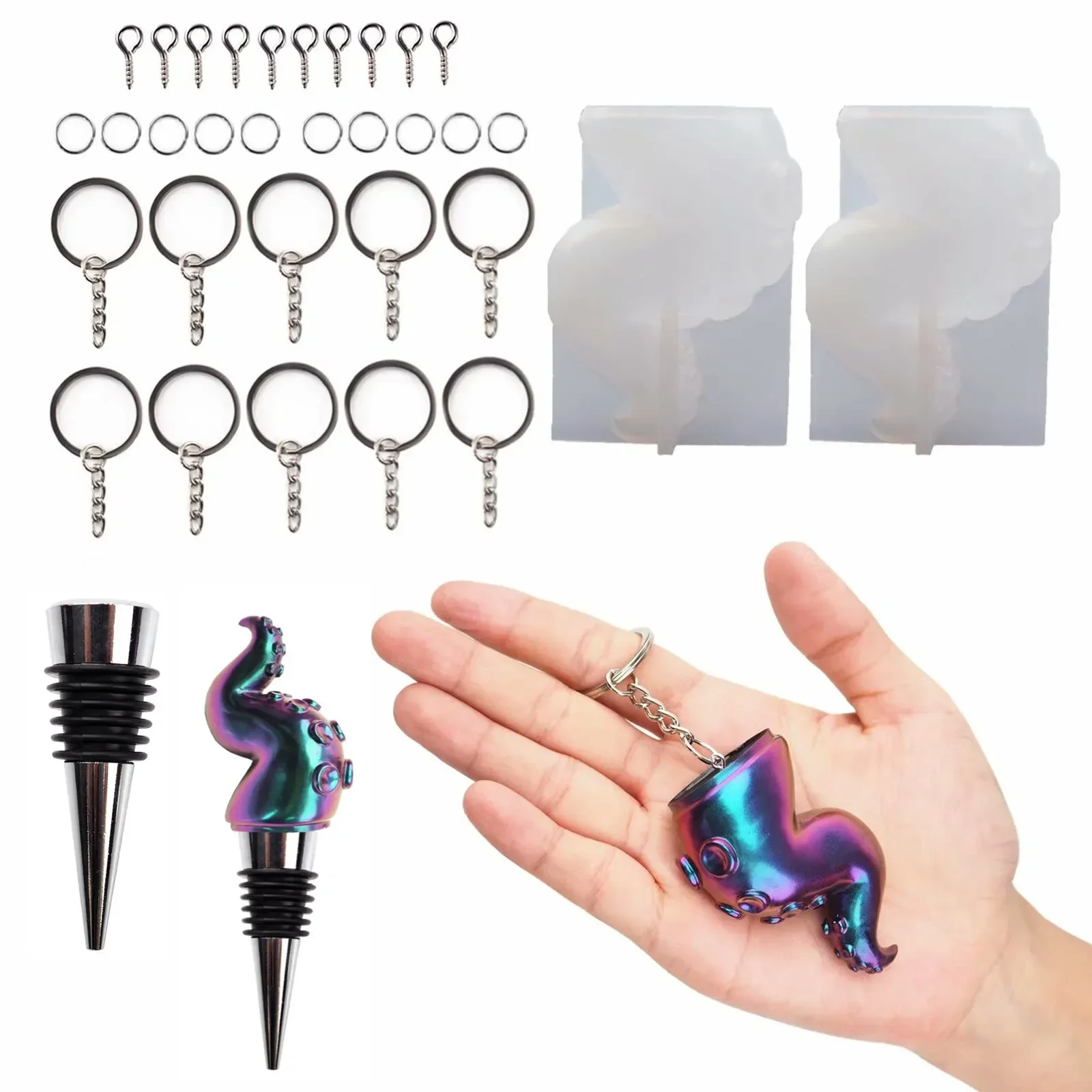 

Silicone Octopus Tentacles Resin Molds Kit Octopus Silicone Mold Epoxy Resin Casting Molds Keychain Making Set Jewelry Making