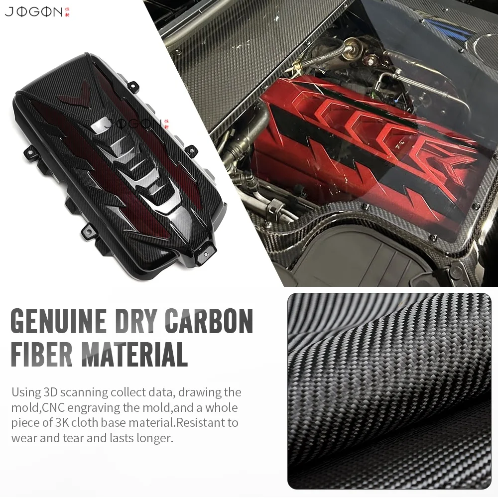 JOGON Real Carbon Fiber Front Engine Bay Modification For Chevy Corvette C8 Convertible Coupe Stingray Z51 2020 Up Black Red