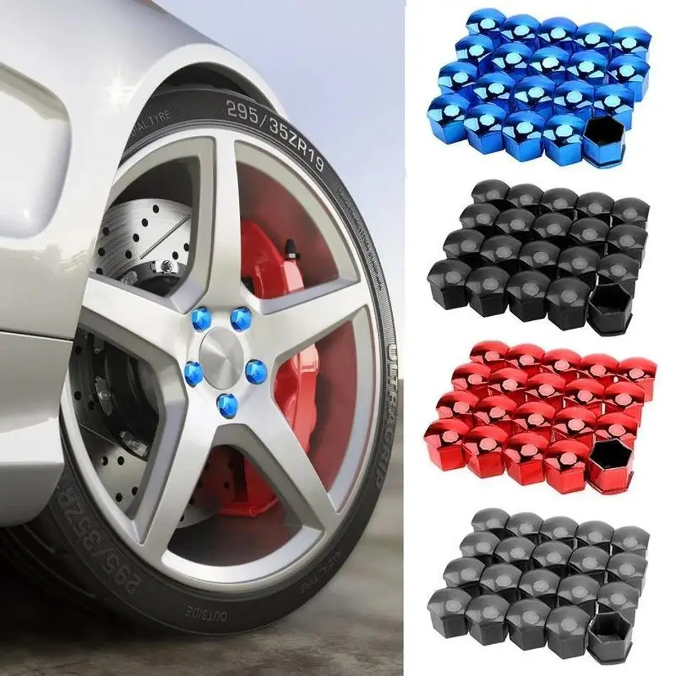 20Pcs 17mm Car Wheel Nut Caps Anti-Rust Dustproof Hub Screw Covers Auto Rim Exterior Protection Accessories