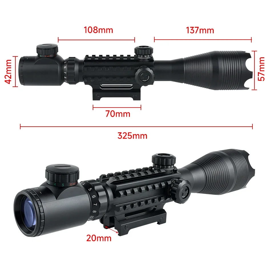 Imagem -03 - Escopo de Caça Tático Telescópio Ajustável Reflexo Óptico Riflescope Foco Objetivo Esportivo Sniper Airsoft Pistola de ar