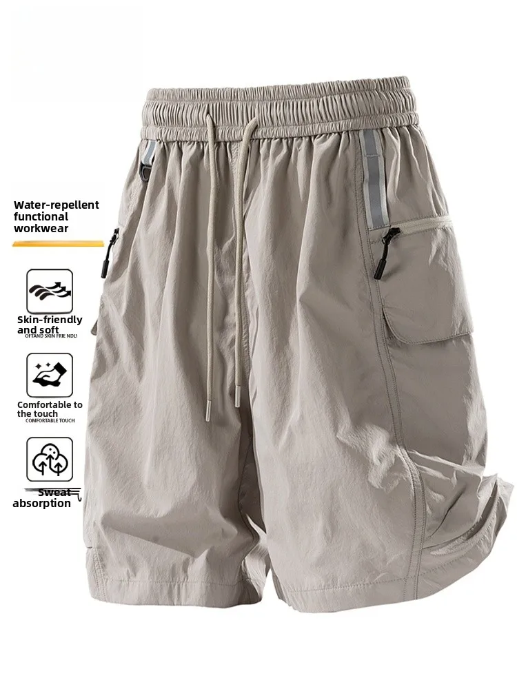 

Мужская летняя модная рабочая одежда ort Pants Ice Silk Thin Casual Sports Свободные брюки средней длины пять четвертей Qui Dry Straight Leg Tro...