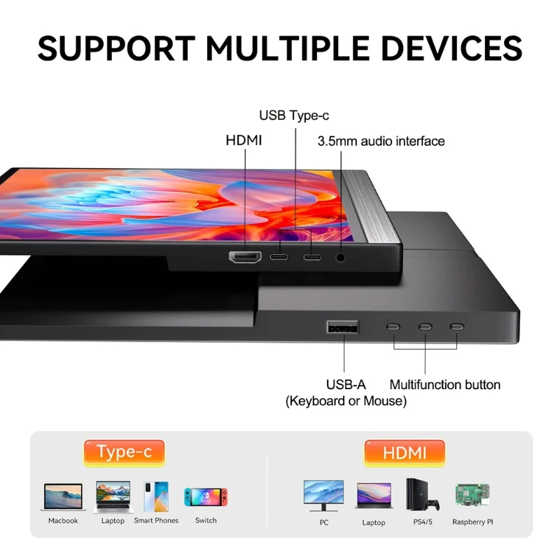 16/14 Inch Touchscreen Portable Monitor FHD 1920x1200P IPS HDMI USB C Built-in Speakers Travel Monitor for PC Laptop Ras Pi