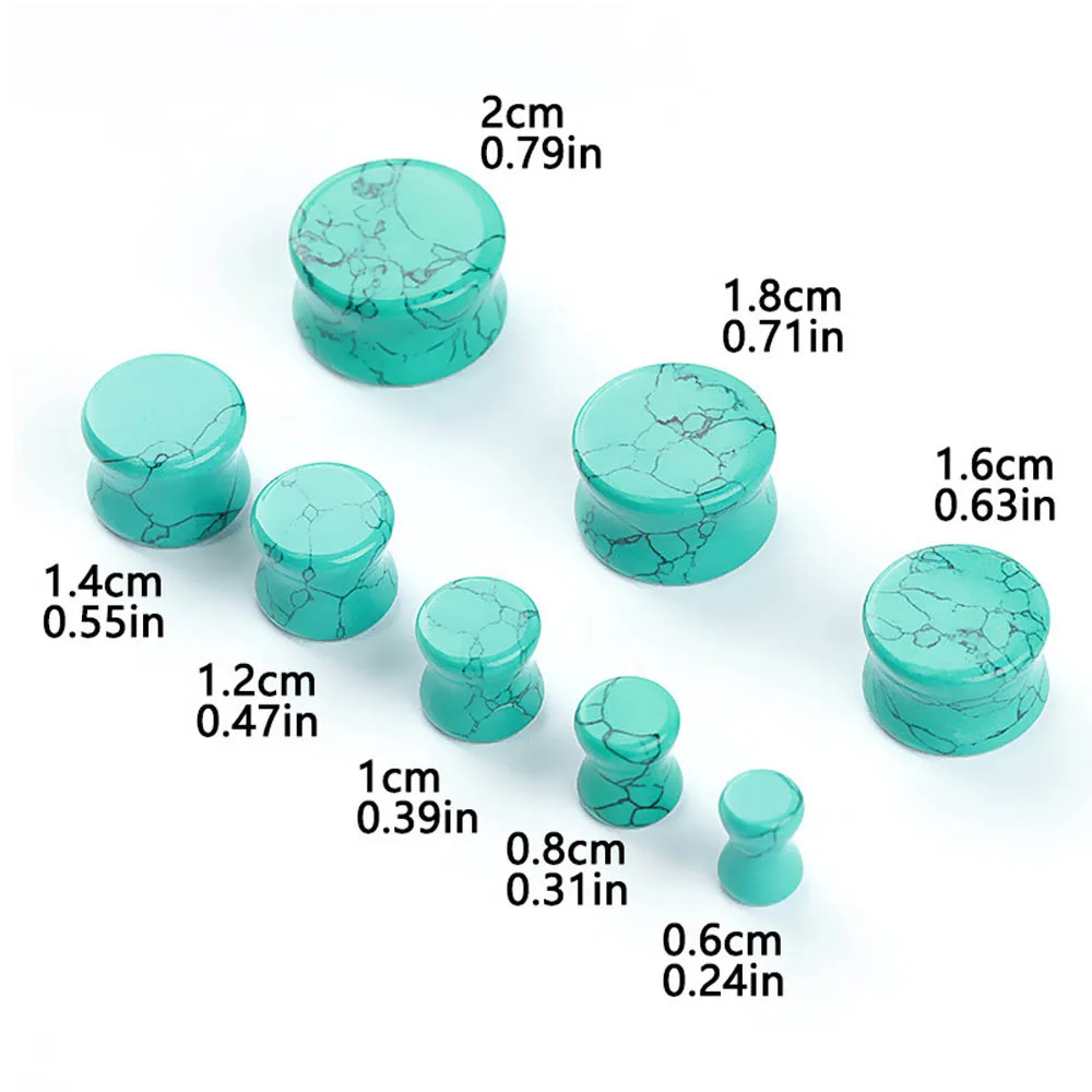 Natural Stone Ear Plugs Stretching Gauges Saddle Double Flare Tunnel Unisex Earrings Body Jewelry 6-16mm